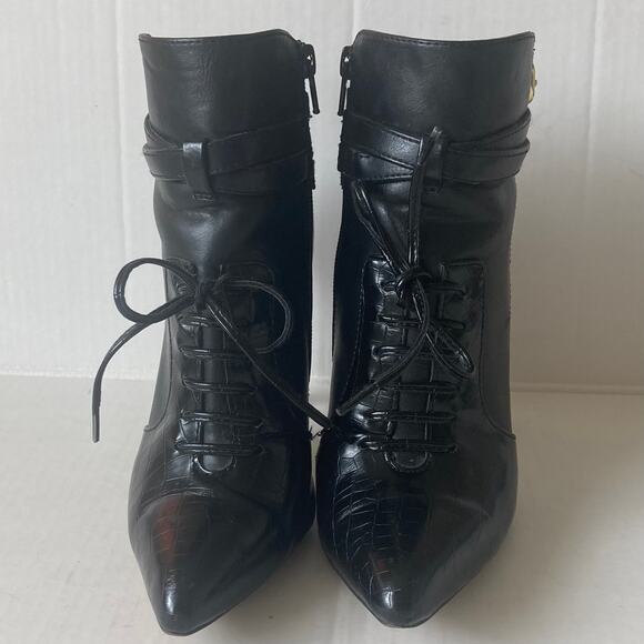 Altuzarra collab lace up bootie, womens size 7 black faux leather ankle boot - Picture 7 of 13